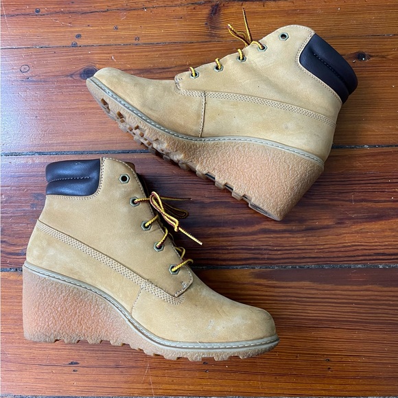 Timberland Earthkeeper Amston 3” Wedge Leather Bootie ~ Size 7.5 💛🍄 - Picture 1 of 7